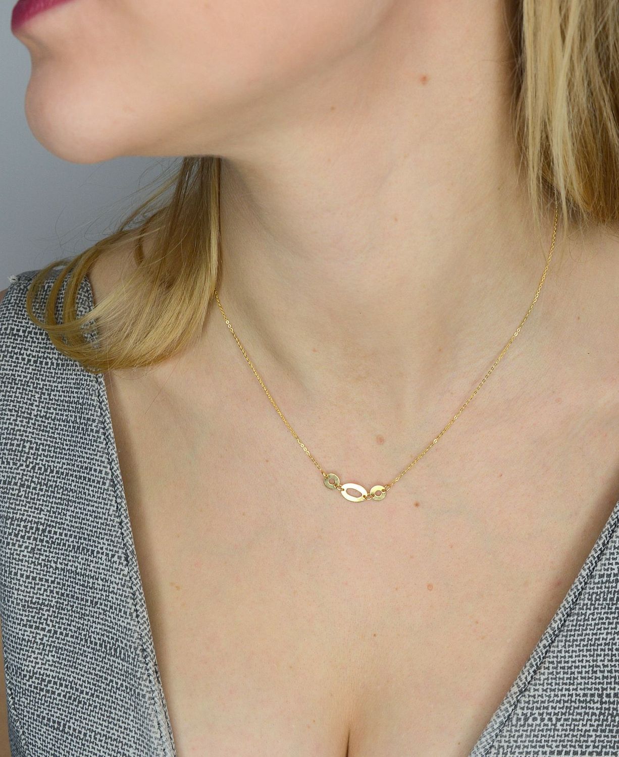 Złoty naszyjnik celebrytka 585 trzy kółka BKN000000-348.jpg