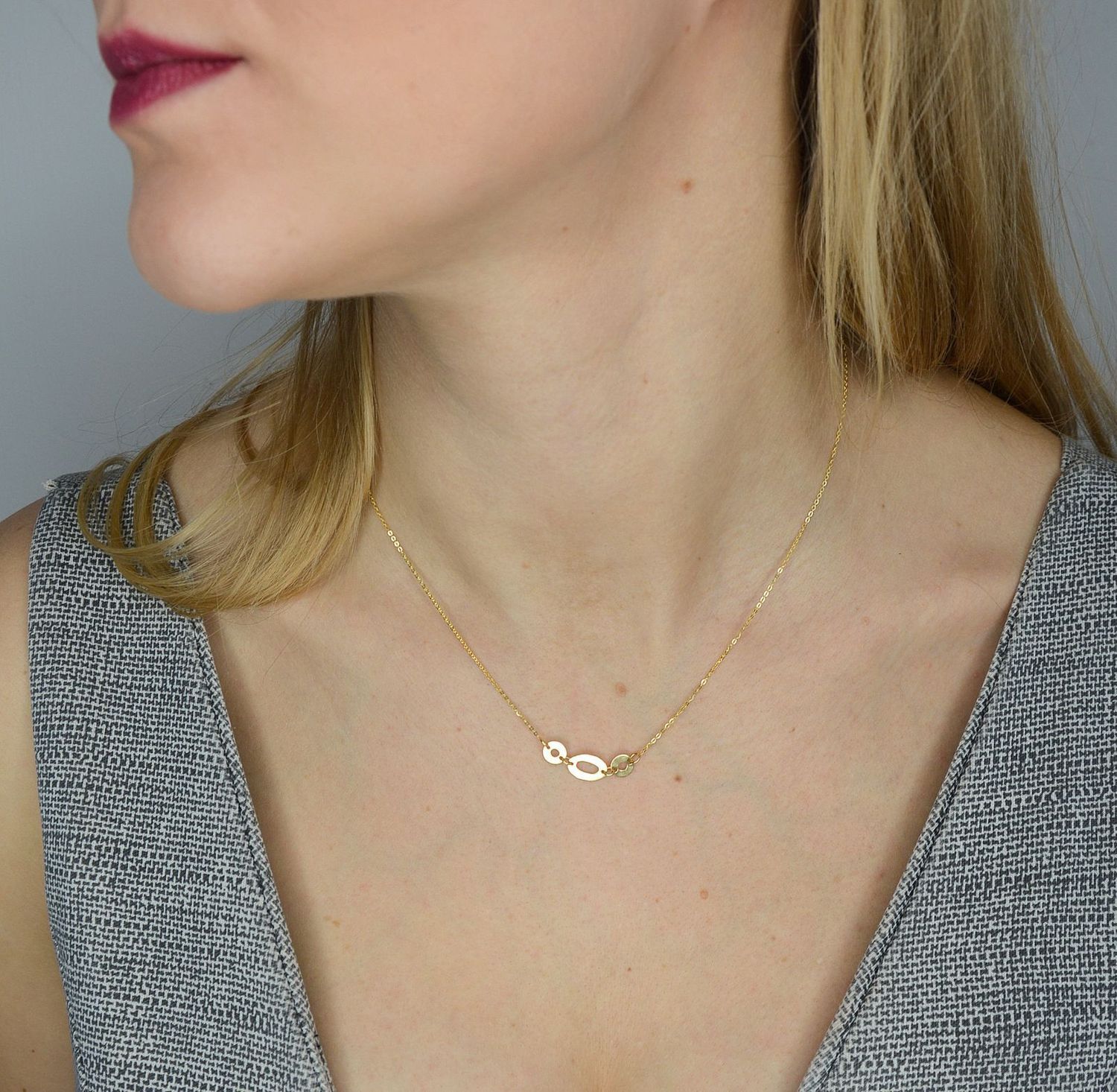 Złoty naszyjnik celebrytka 585 trzy kółka BKN000000-348.jpg