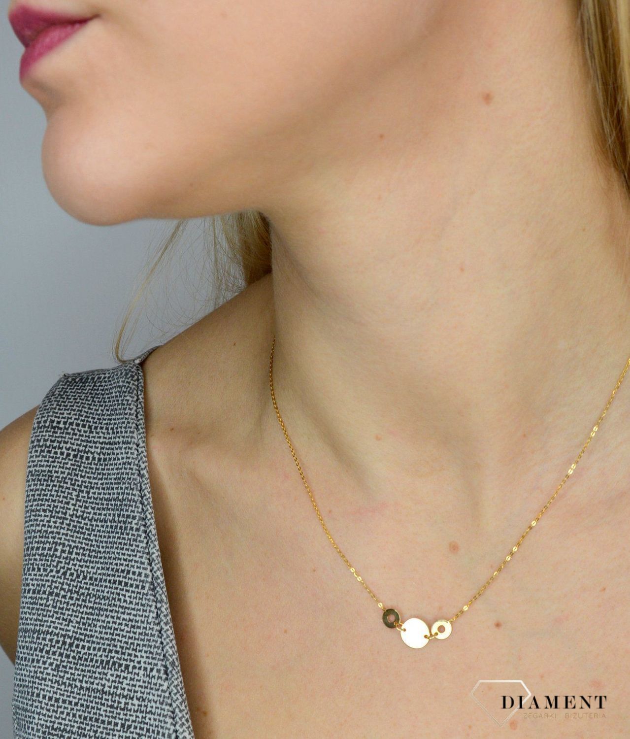 Naszyjnik złoty próby 585 z elementami ozdobnymi BKN000000-349 Naszyjnik złota celebrytka 585 'Czarne cyrkonie miłości'.jpg