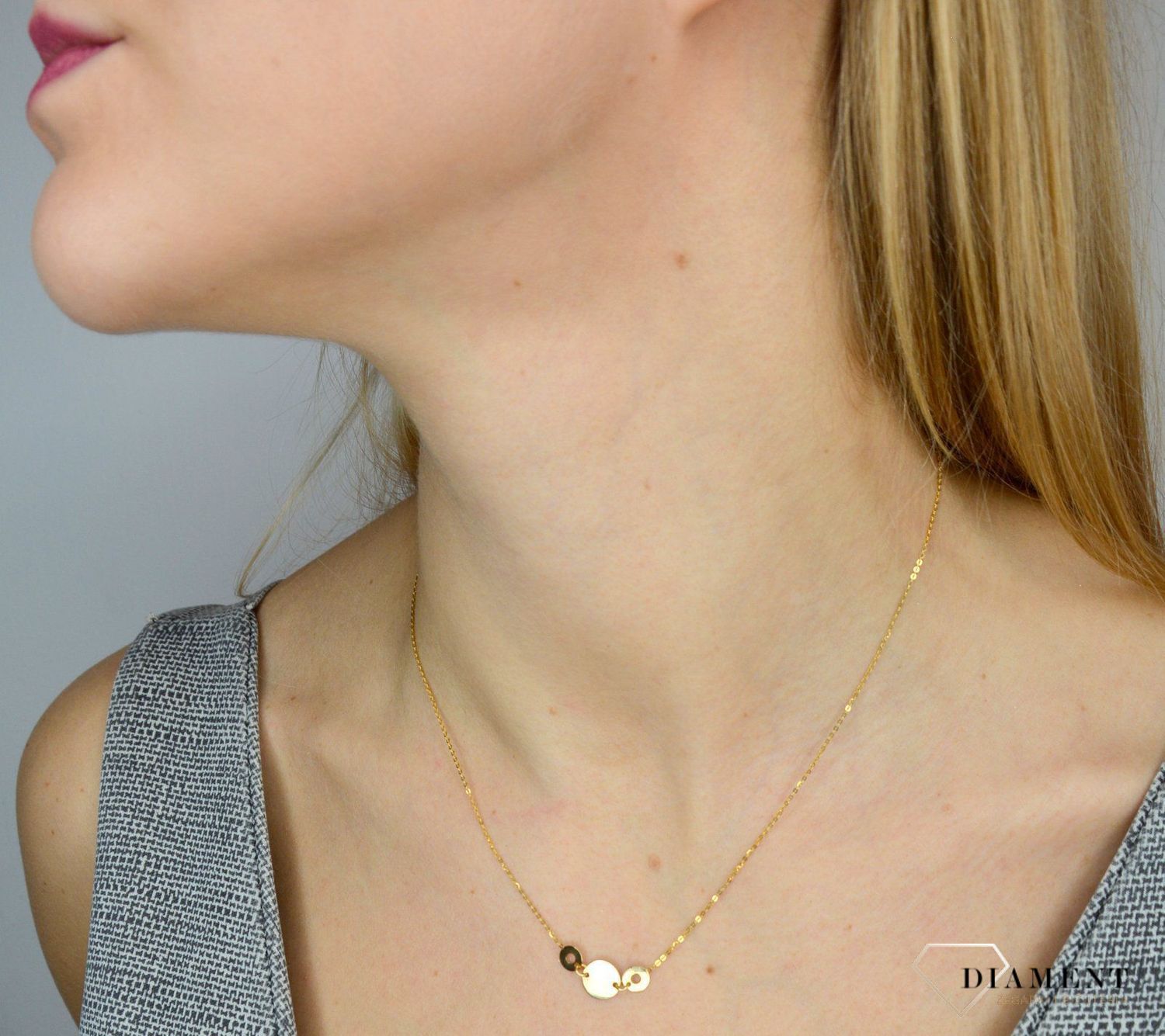 Naszyjnik złoty próby 585 z elementami ozdobnymi BKN000000-349 Naszyjnik złota celebrytka 585 'Czarne cyrkonie miłości'.jpg