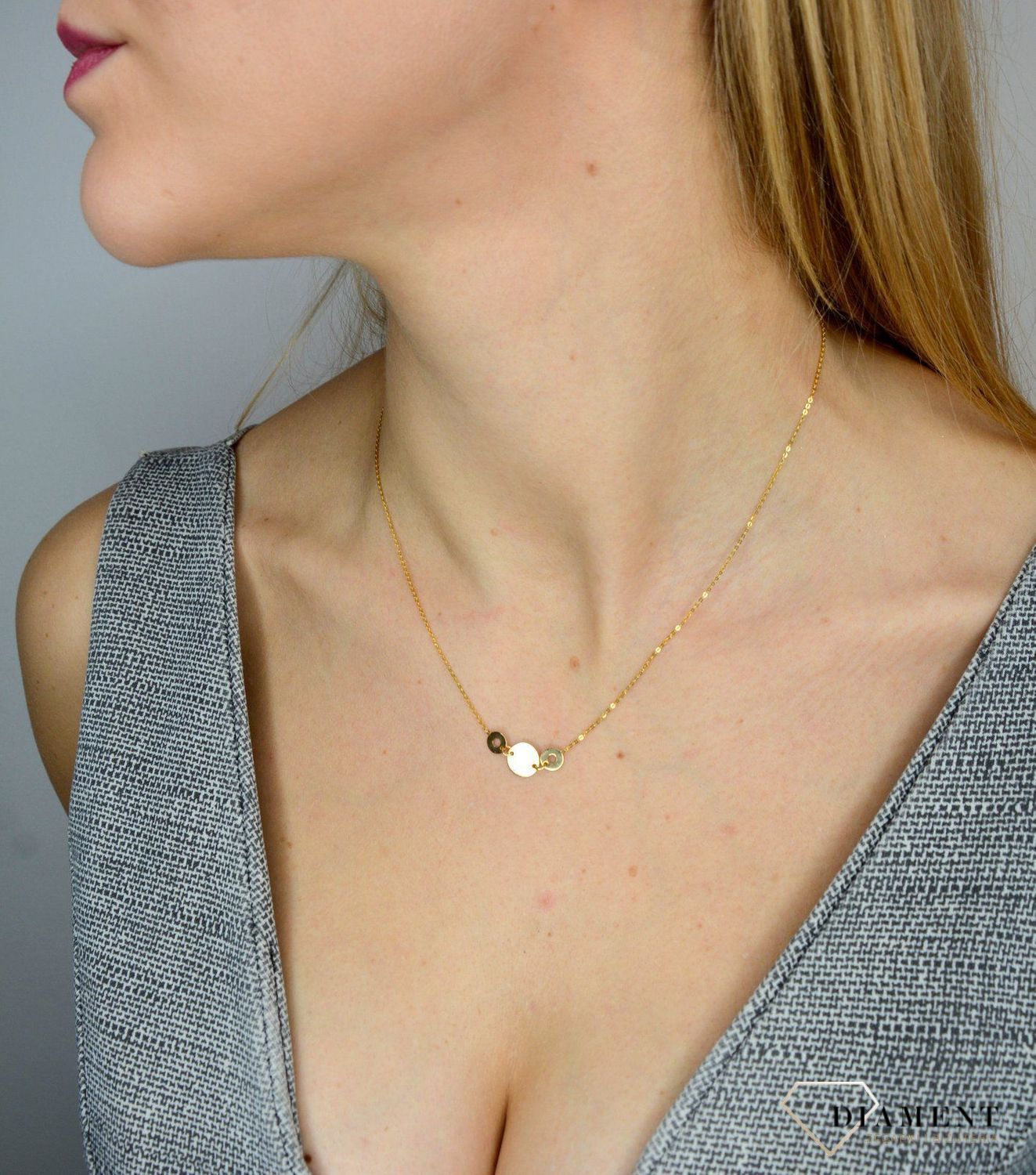 Naszyjnik złoty próby 585 z elementami ozdobnymi BKN000000-349 Naszyjnik złota celebrytka 585 'Czarne cyrkonie miłości'.jpg