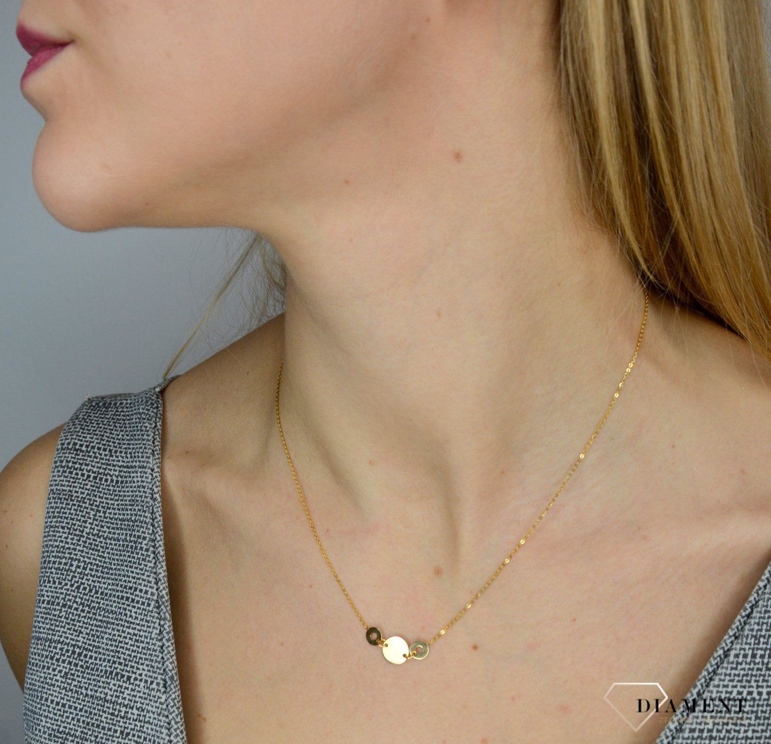 Naszyjnik złoty próby 585 z elementami ozdobnymi BKN000000-349 Naszyjnik złota celebrytka 585 'Czarne cyrkonie miłości'.jpg