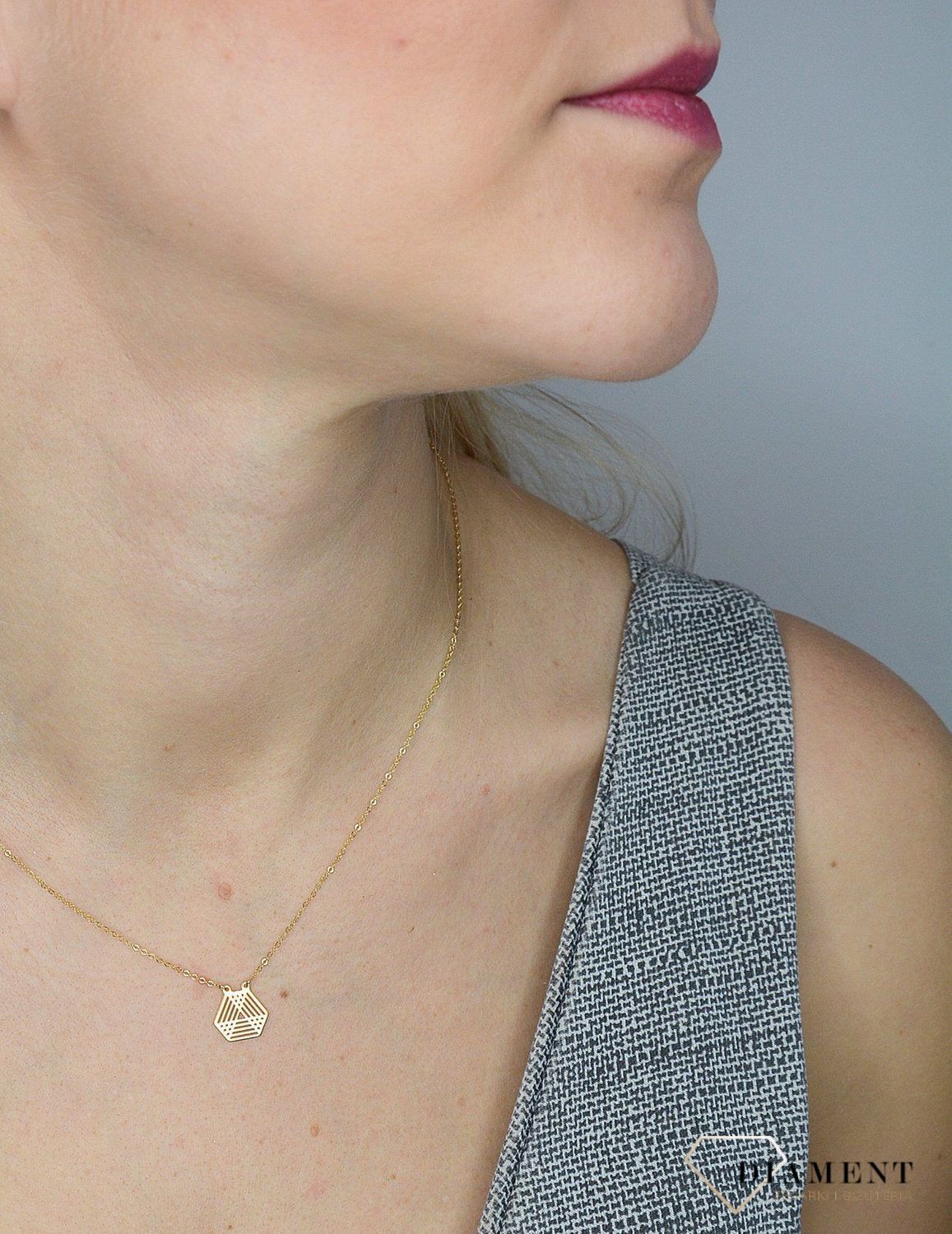 Naszyjnik złoty 585 z elementem ażurowym  BKN000000-375 prezent dla mamy, prezent dla ukochanej, wymarzony prezent ✓Złote Naszyjniki dla kobiet, idealny prezent dla kobiety..jpg