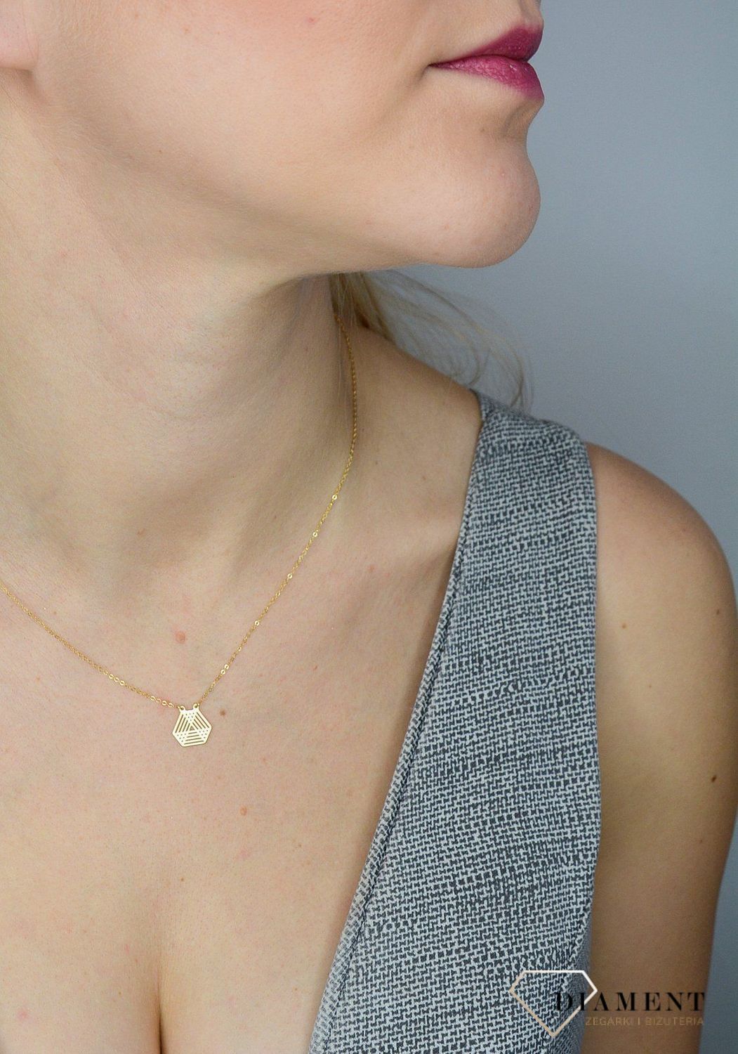 Naszyjnik złoty 585 z elementem ażurowym  BKN000000-375 prezent dla mamy, prezent dla ukochanej, wymarzony prezent ✓Złote Naszyjniki dla kobiet, idealny prezent dla kobiety..jpg