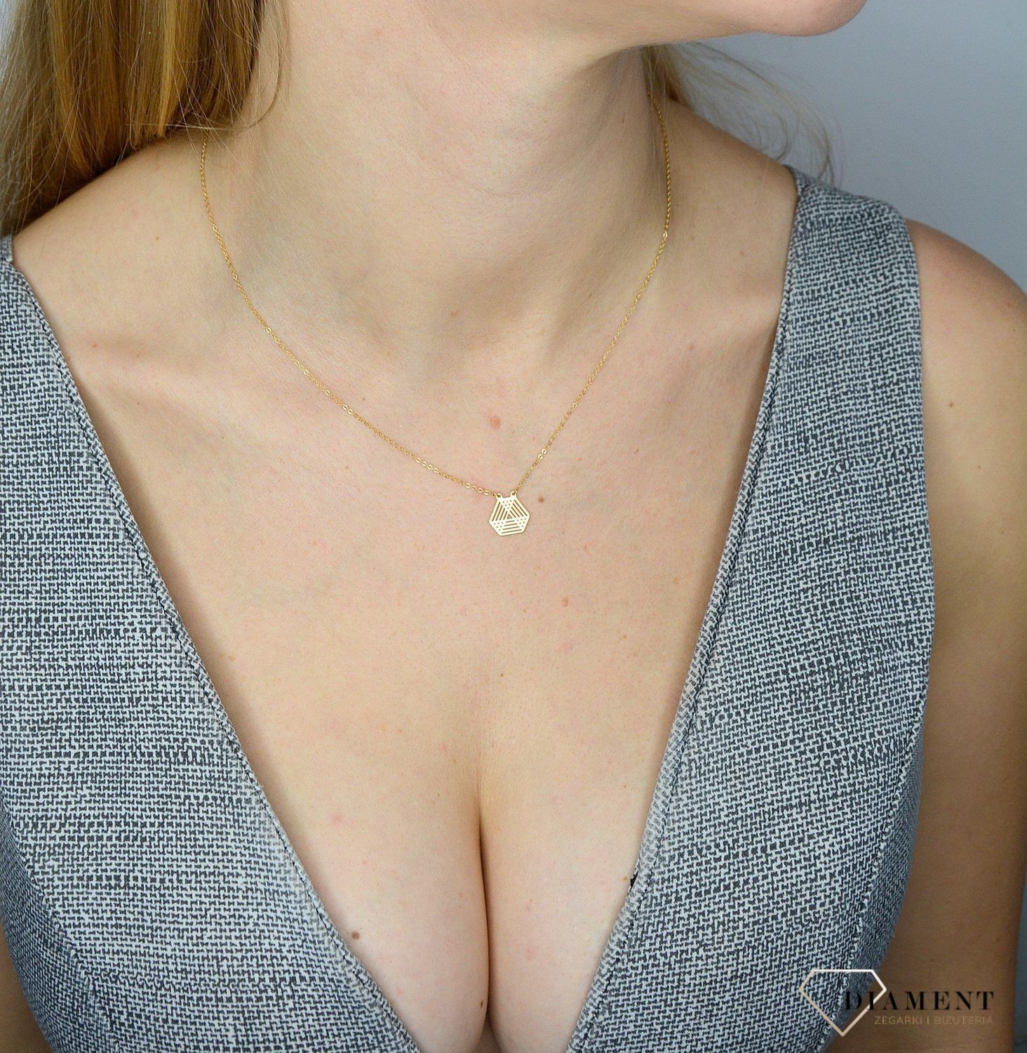 Naszyjnik złoty 585 z elementem ażurowym  BKN000000-375 prezent dla mamy, prezent dla ukochanej, wymarzony prezent ✓Złote Naszyjniki dla kobiet, idealny prezent dla kobiety..jpg