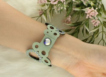 Bransoletka zielona z opalizującymi kryształami Swarovski Bubbles. Bransoletka Spark Swarovski Bubbles Paradise Shine Light Turquoise BKO1PGPSLTU będzie idealnie pasować 22.jpg