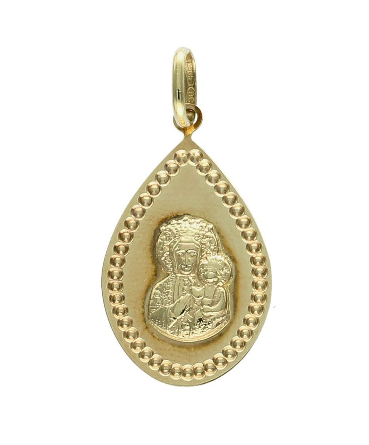 Złota zawieszka 585 medalik z Matką Boską z dzieciątkiem BKZ000000-008.jpg