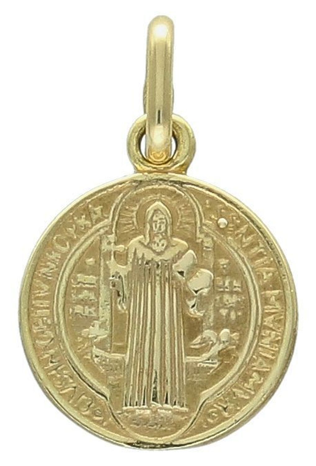 Medalik złoty pr 585, BKZ000000-411 św Benedykt  Złota zawieszka 585 medalik św Benedykt. Piękny medalik o bogatej symbolice religijnej. Religijną biżuterię wykonano z  2.jpg