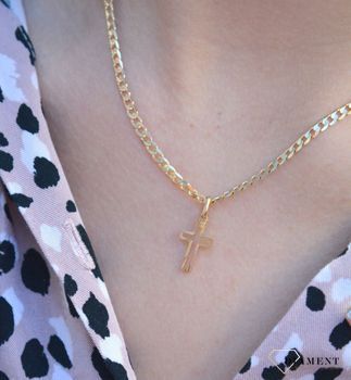 Złota zawieszka na łańcuszek krzyżyk 1,5 cm diamentowany BKZ000000-416 (3).JPG