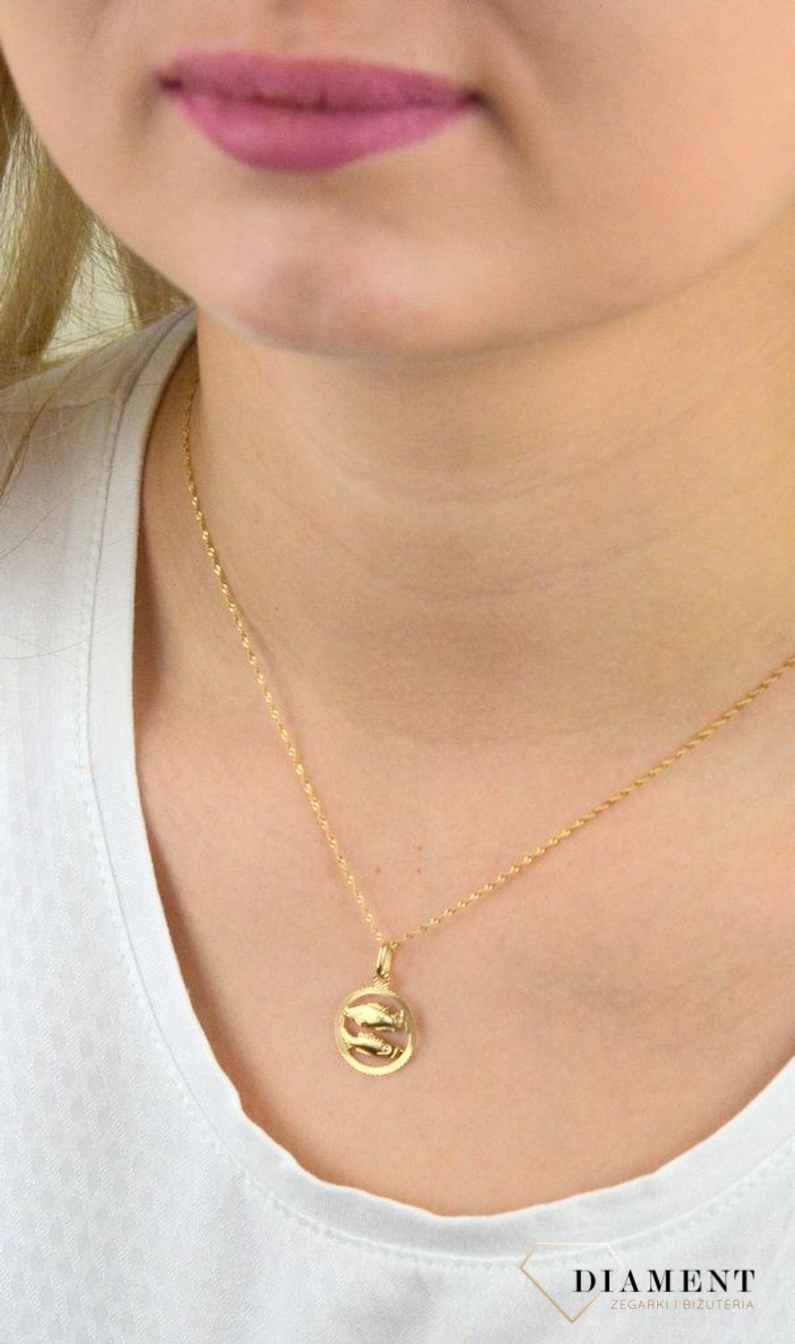 Złota zawieszka znak zodiaku Ryby BKZ000000-419.jpg