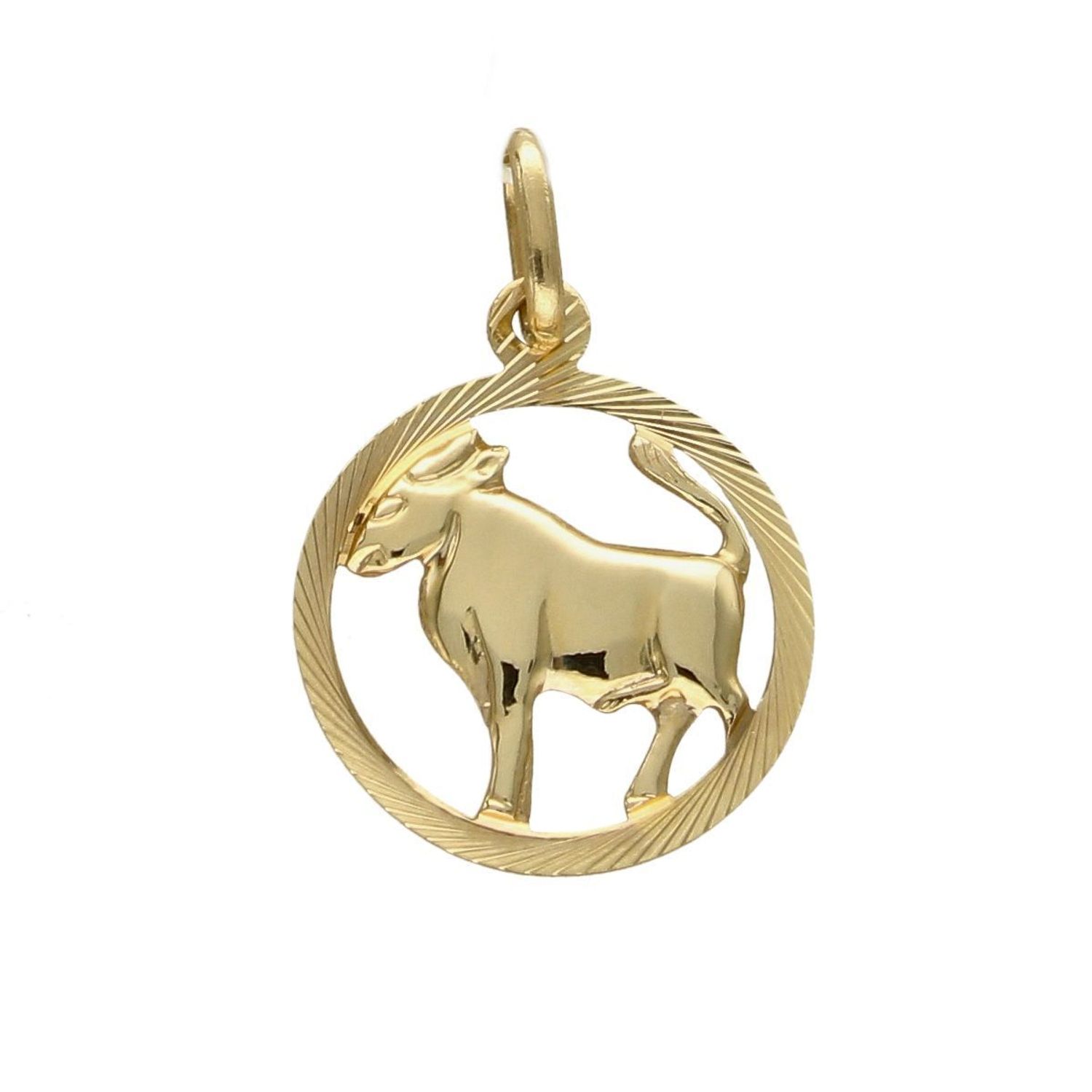 Złota zawieszka okrągły znak zodiaku Byk BKZ000000-425.jpg