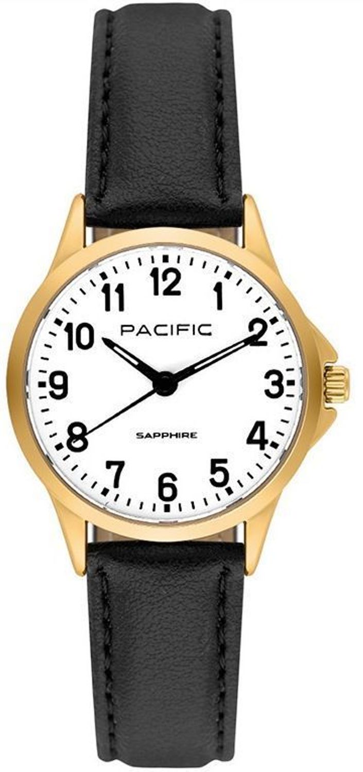 Zegarek Pacific Sapphire BLA-1101-03 – Zegarek Damski Złoty z Białą Tarcza i Czarnym Skórzanym Paskiem.jpg