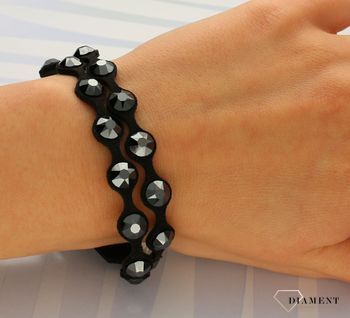 Bransoletka czarna z czarnymi kryształami Swarovski Dotty Stylish Jet Hematite BLNDOT1CZJ.jpg