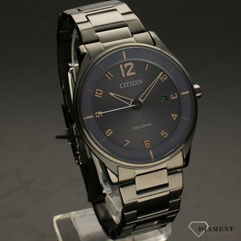 Zegarek męski na czarnej bransolecie Citizen BM7408-88H z cyframi w kolorze różowego złota.   (1).jpg