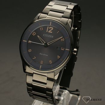 Zegarek męski na czarnej bransolecie Citizen BM7408-88H z cyframi w kolorze różowego złota.   (2).jpg