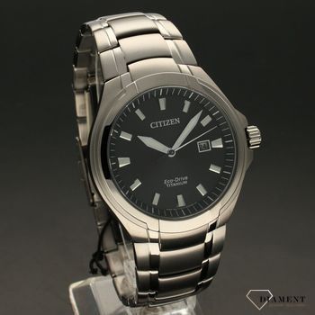 Zegarek męski Citizen Eco-drive Super Titanium BM7430-89E ✅ Zegarek męski Citizen z czarnym cyferblatem oraz szkłem szafirowym na bransolecie w kolorze srebrnym (2).jpg