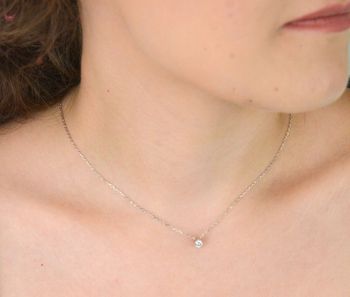 Elegancki srebrny naszyjnik z moissanitem 0,30 ct (4 mm), szlif brylantowy. Srebro 925 z powłoką z rodu i palladu. Certyfikat GRA. Biżuteria Brizzling Jewels z pudełkiem (2).JPG