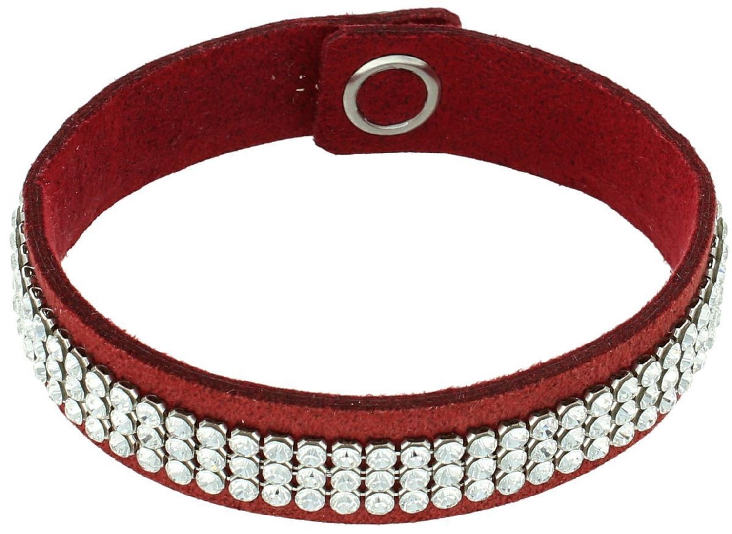 Bransoletka SPARK Swarovski BMESH3C z bordowej Alcantary® zdobiona kryształami Swarovski® Crystal. Długość 19 cm, szerokość 1,5 cm – elegancka i zmysłowa biżuteria.1.jpg