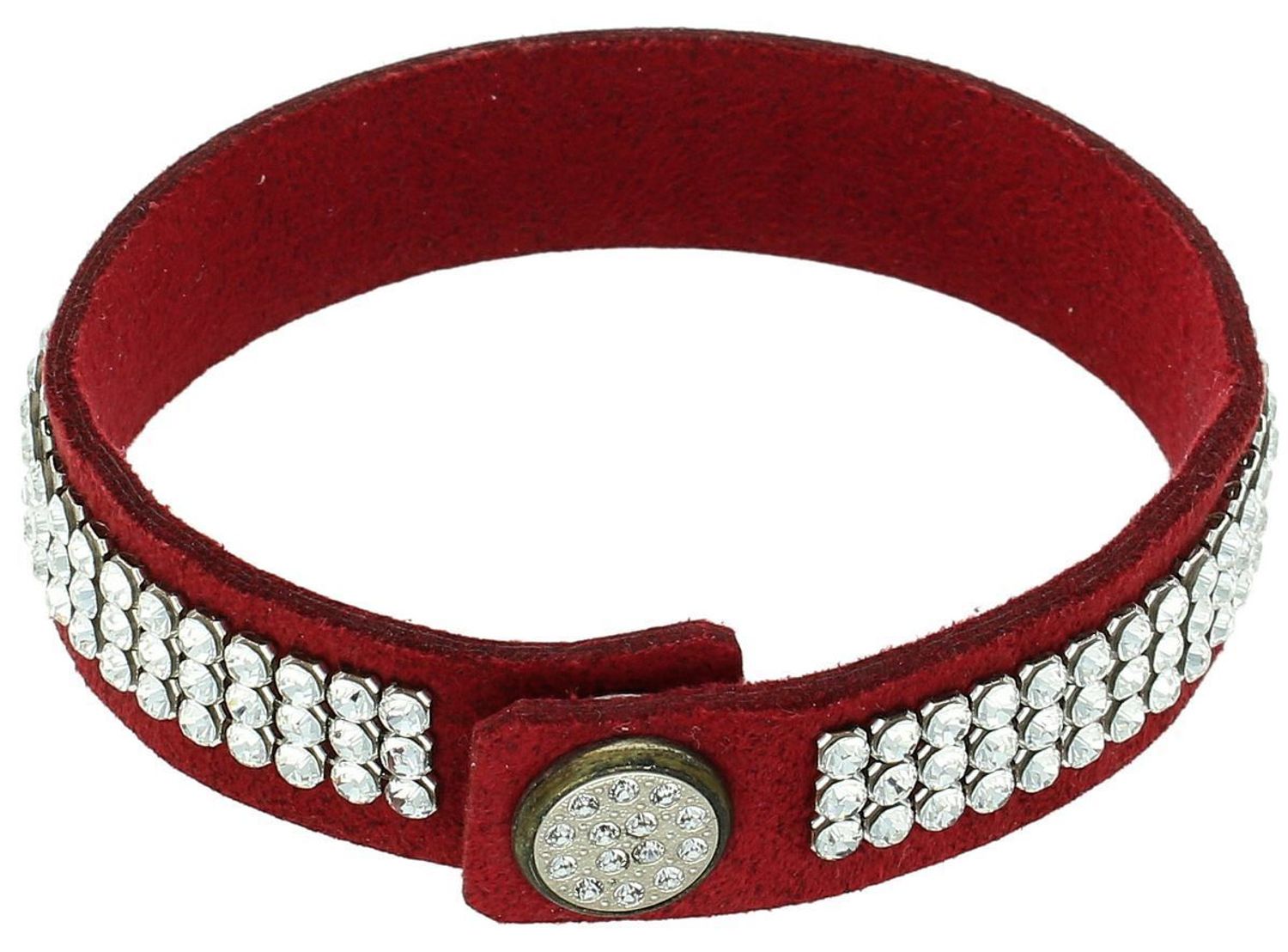 Bransoletka SPARK Swarovski BMESH3C z bordowej Alcantary® zdobiona kryształami Swarovski® Crystal. Długość 19 cm, szerokość 1,5 cm – elegancka i zmysłowa biżuteria.1.jpg