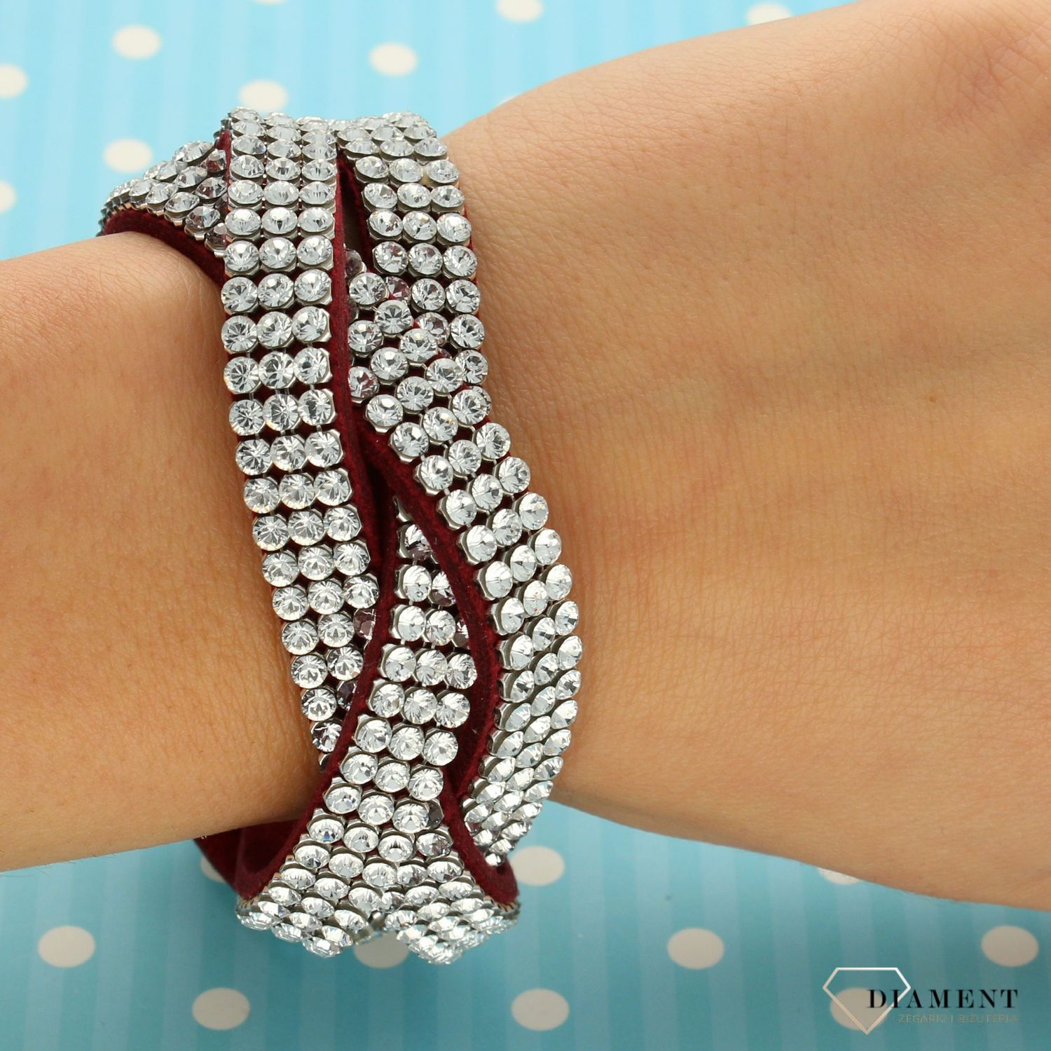 Bransoletka damska SPARK Swaovski Braid Large Silver Shadow BMESH9 (1).jpg