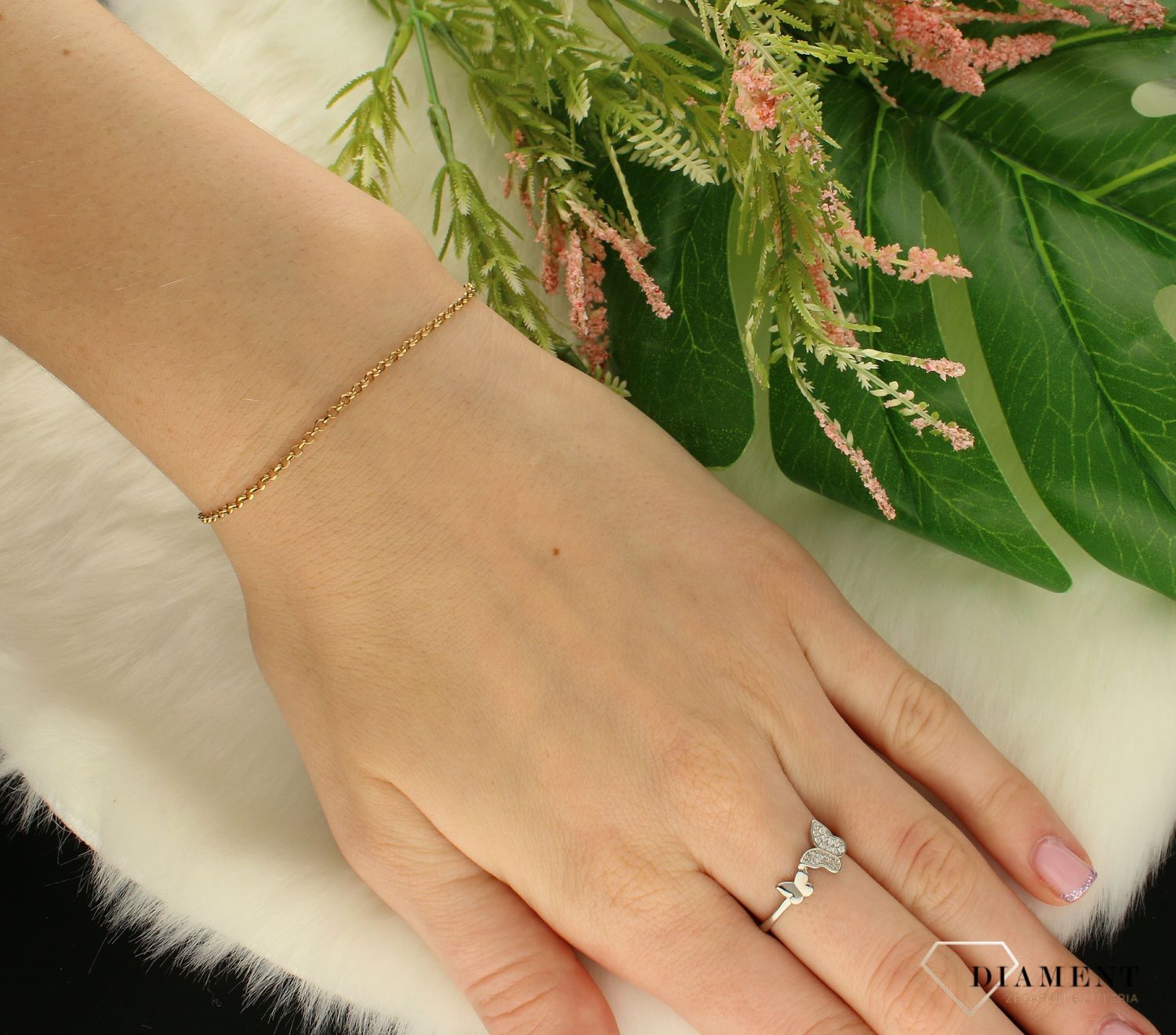 Bransoletka srebrna pokryta złotem damska Swarovski BMM02000 przód.jpg