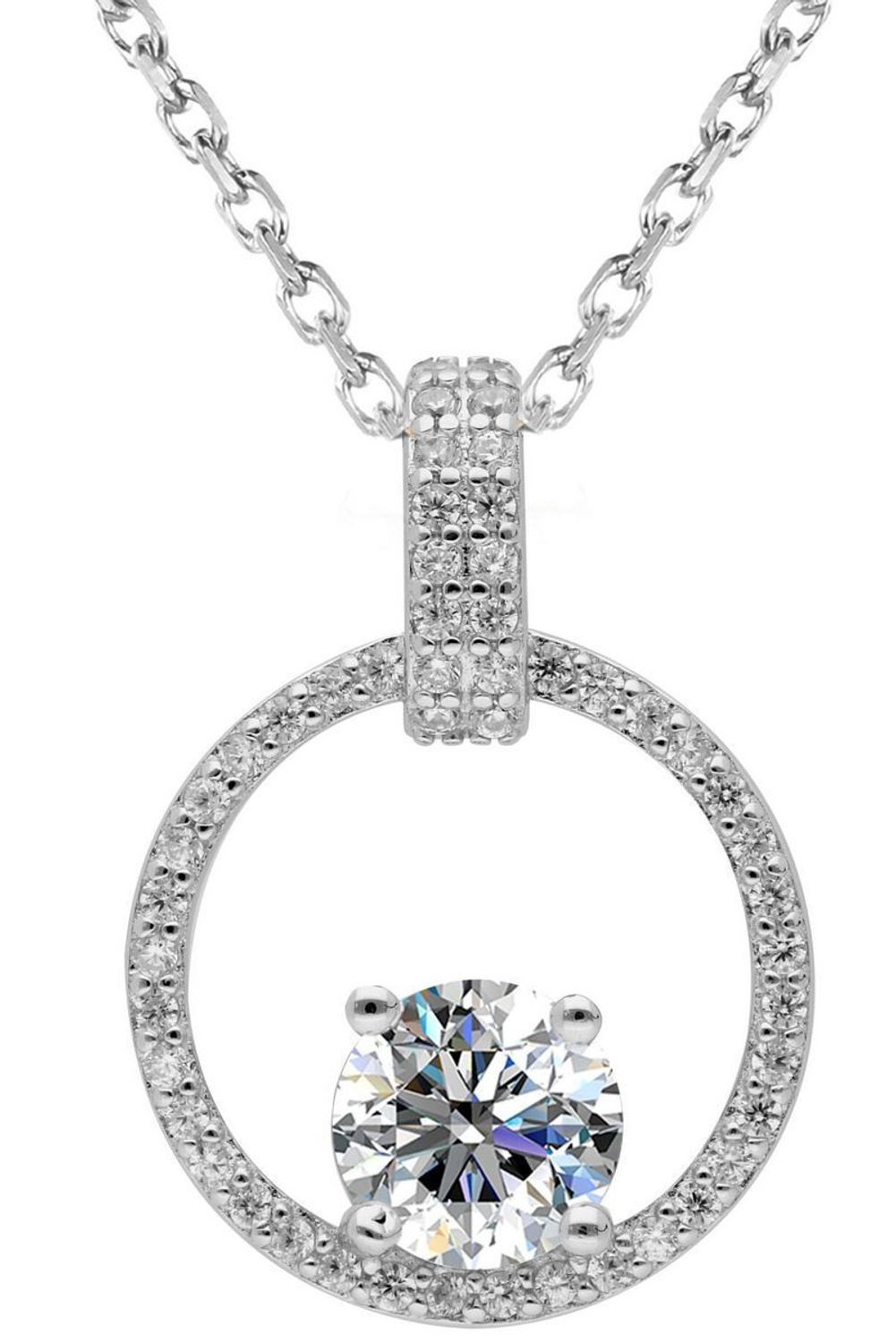 aSrebrny naszyjnik z moissanitem 1 ct – szlif brylantowy, certyfikat GRA  Biżuteria Brizzling Jewels.jpg