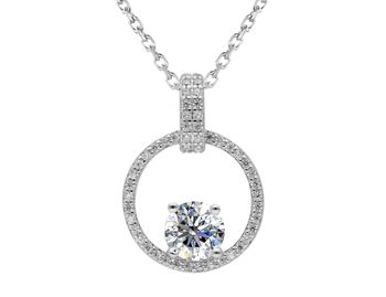 Srebrny naszyjnik z moissanitem 1 ct – szlif brylantowy, certyfikat GRA  Biżuteria Brizzling Jewels.jpg
