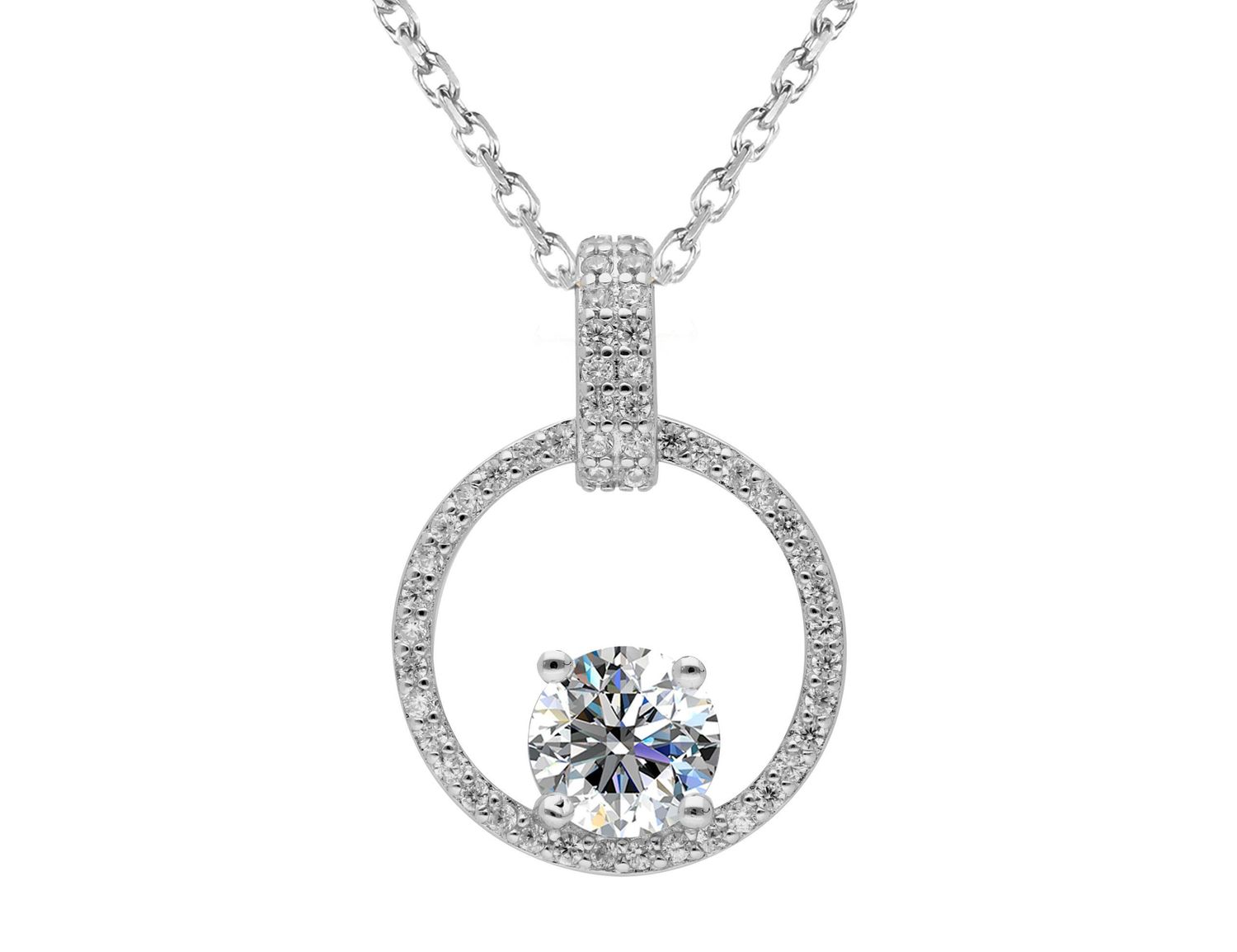 aSrebrny naszyjnik z moissanitem 1 ct – szlif brylantowy, certyfikat GRA  Biżuteria Brizzling Jewels.jpg