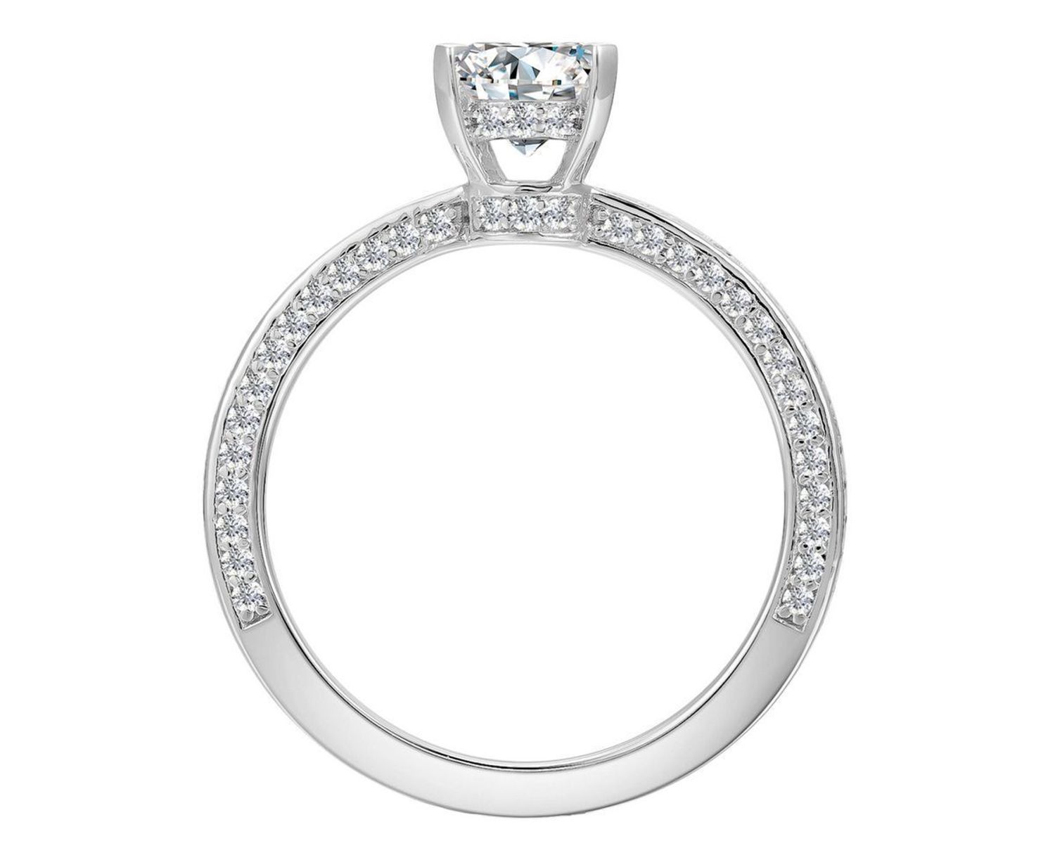 Elegancki srebrny pierścionek z centralnym moissanitem w czterech łapkach i dodatkowymi kamieniami po bokach. Ponadczasowy design idealny na prezent i wyjątkowe okazje (1).jpg