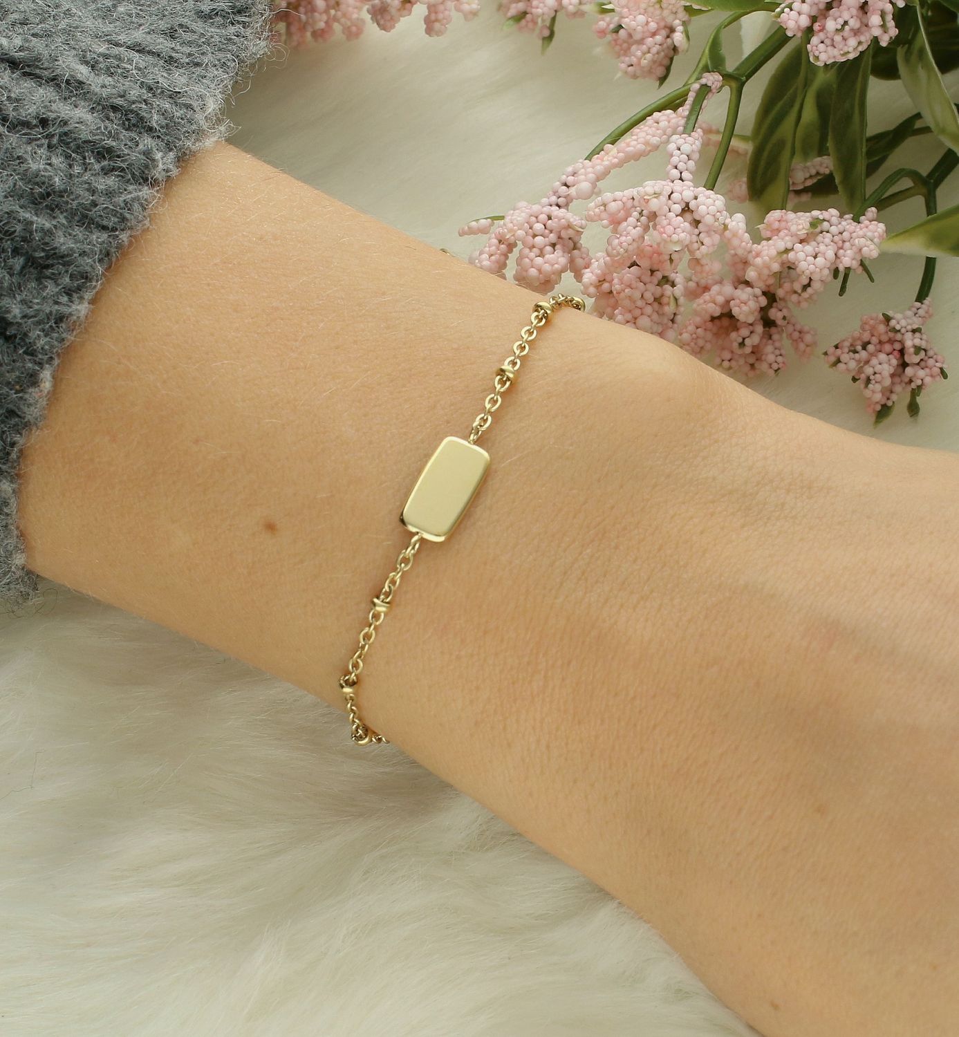 Bransoletka stalowa pozłacana ankier z blaszką Brosway Essential BNL074.jpg