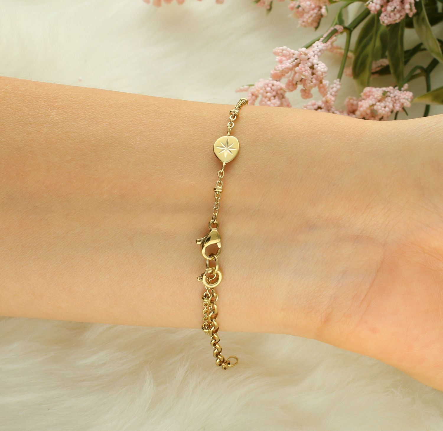 Bransoletka stalowa pozłacana ankier z blaszką Brosway Essential BNL074.jpg