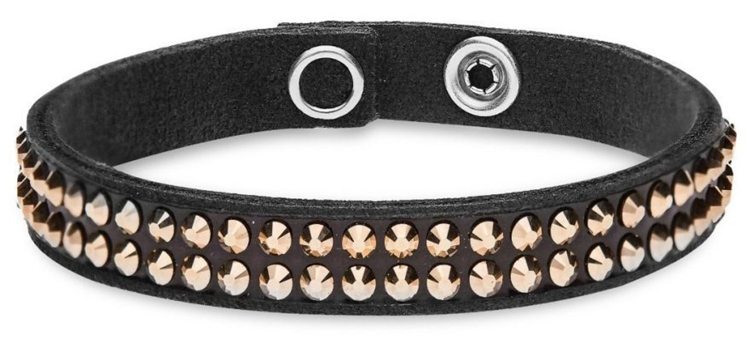 Bransoletka damska Spark czarna BNTEX2CZRG. Niezwykle elegancka bransoletka marki Spark wykonana z czarnej alcantary wysadzona drobnymi kryształkami w kolorze różowego złota1.jpg
