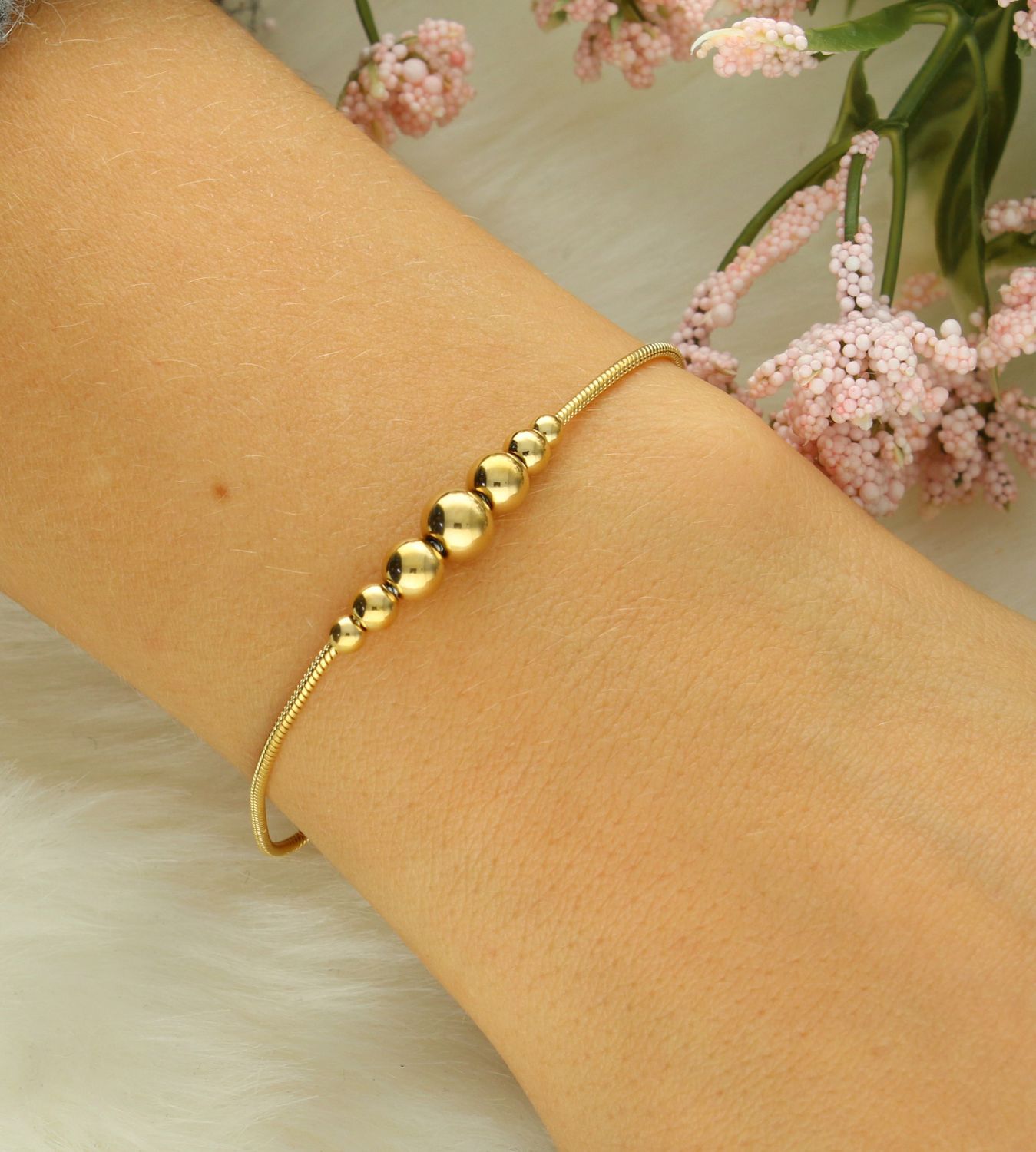 Bransoletka stalowa pozłacana z kuleczkami Brosway Perfect BPC16..jpg