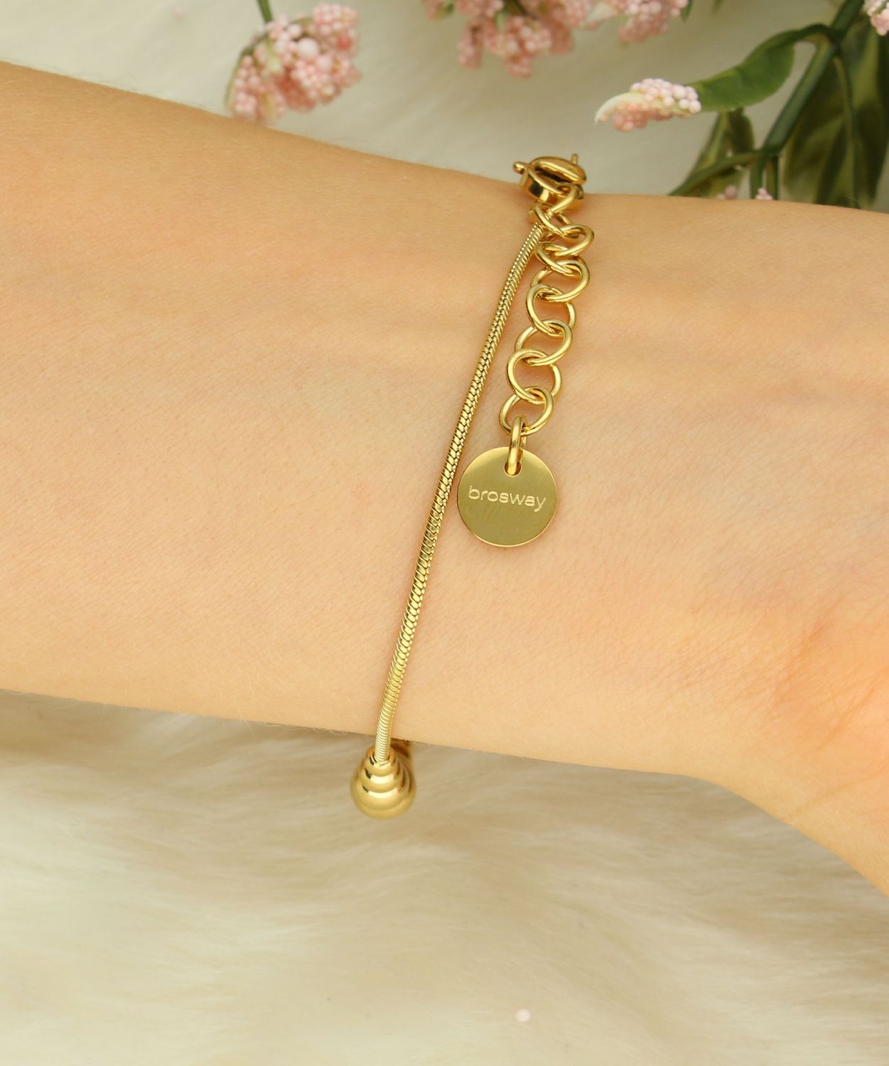 Bransoletka stalowa pozłacana z kuleczkami Brosway Perfect BPC16..jpg