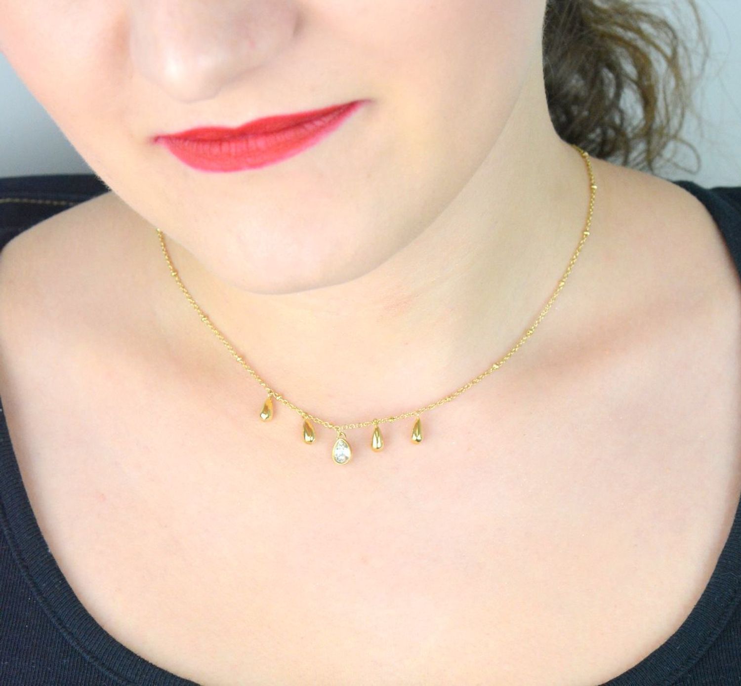 Złocony naszyjnik Brosway BPC39 z zawieszką w kształcie kropli i kryształem  Biżuteria stalowa 316L (1).jpg