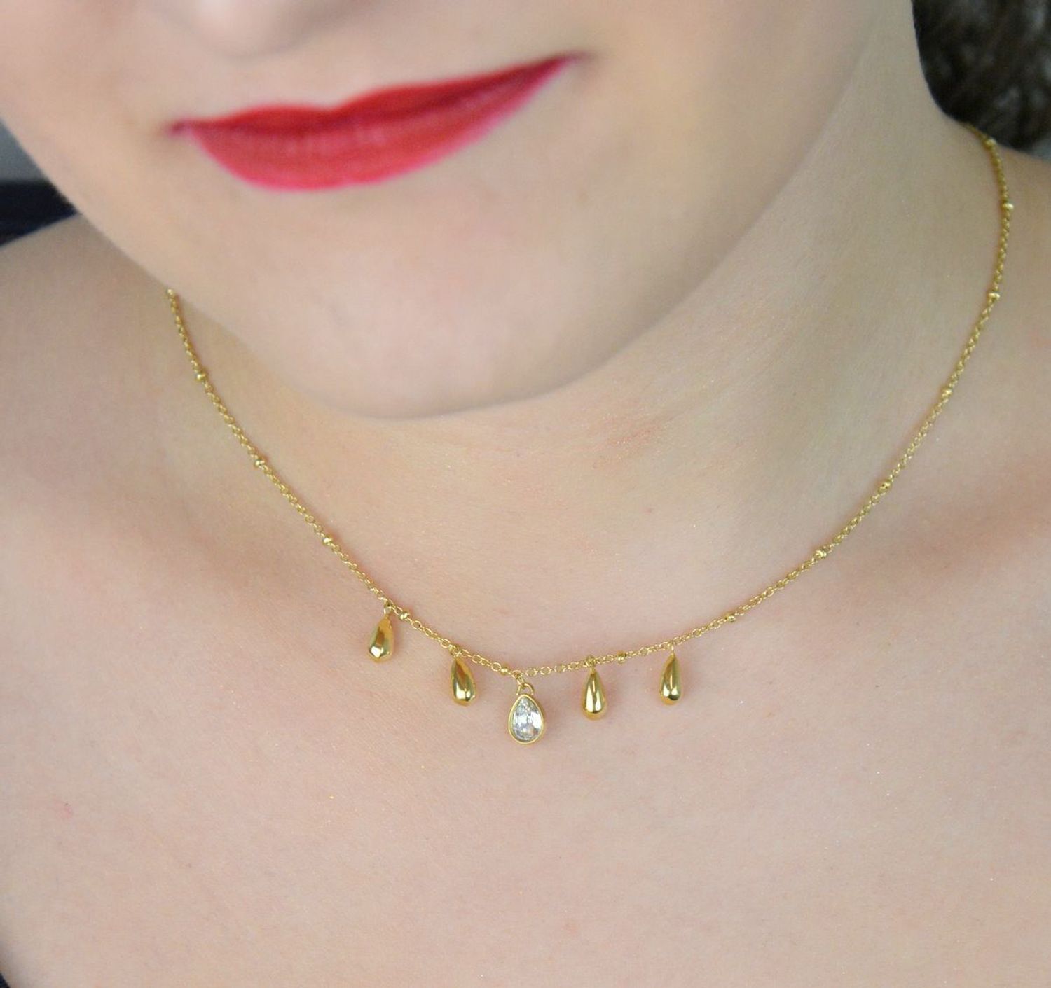 Złocony naszyjnik Brosway BPC39 z zawieszką w kształcie kropli i kryształem  Biżuteria stalowa 316L (1).jpg