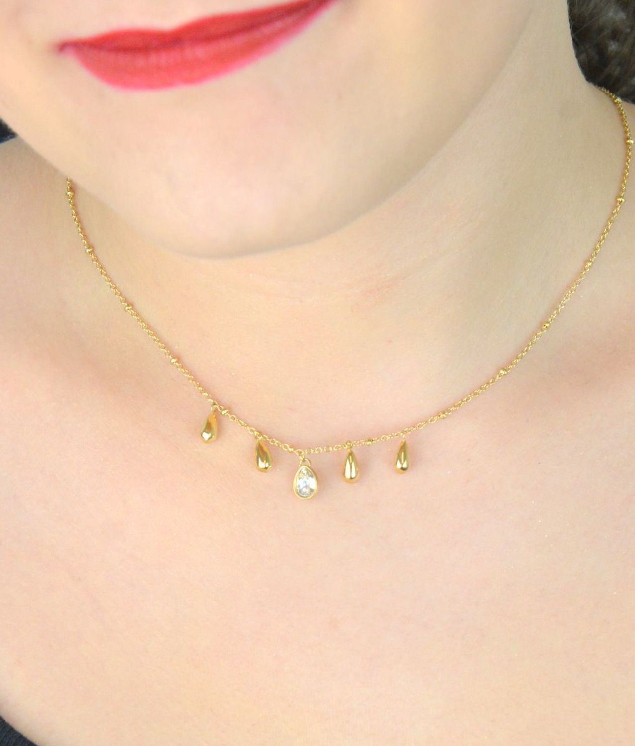 Złocony naszyjnik Brosway BPC39 z zawieszką w kształcie kropli i kryształem  Biżuteria stalowa 316L (1).jpg