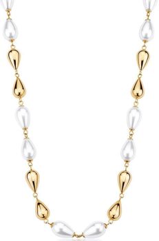 Naszyjnik Brosway PERFECT BPC71 ze stali 316L pokryty złotem PVD. Ozdobiony kroplami i perłami – elegancja i styl na każdą okazję.1.jpg