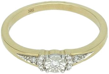 Złoty pierścionek z dziewięcioma diamentami – żółte złoto 585, 0,04 ct  Klasyczna elegancja..jpg