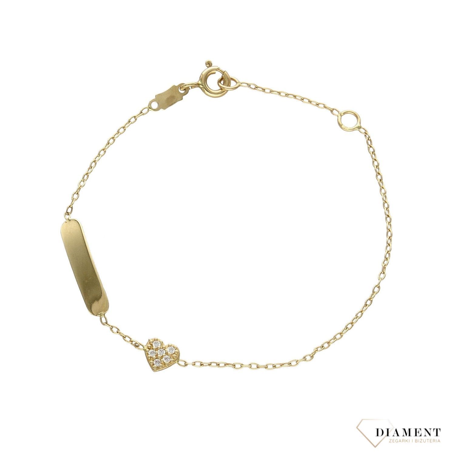 Złota bransoletka dla dziewczynki 585 blaszka serduszko  (1).jpg