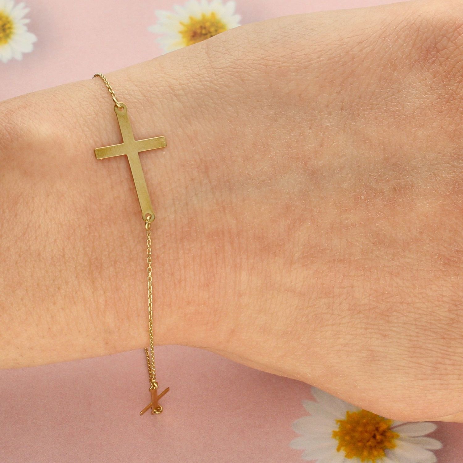 Złota bransoletka celebrytka dwa krzyże BR2002A.jpg