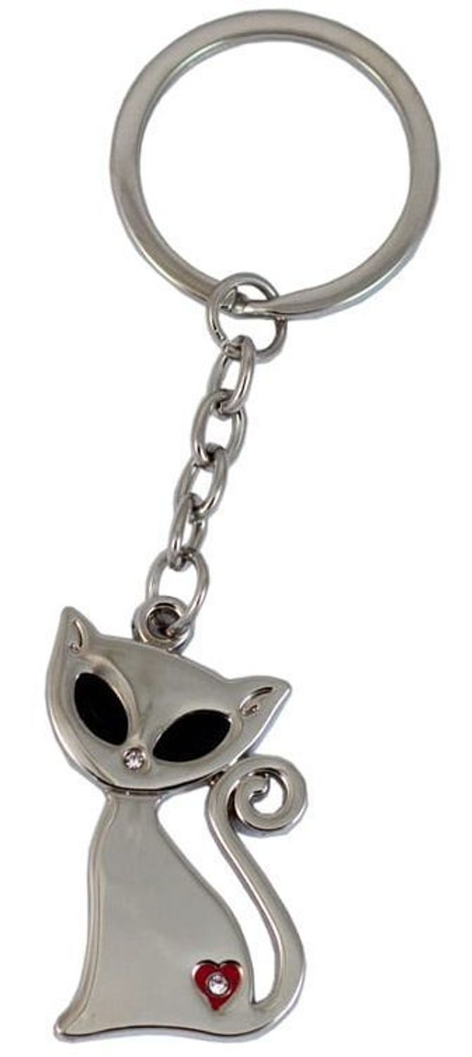 Elegancki brelok BR276 w kształcie kota, ozdobiony cyrkoniami i błyszczącymi koralikami. Długość 11,3 cm, zapakowany w czarne flokowane pudełko. Idealny prezent.1.jpg