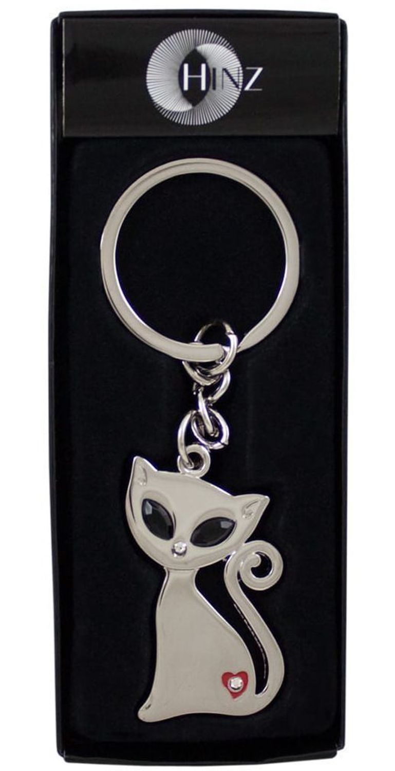 Elegancki brelok BR276 w kształcie kota, ozdobiony cyrkoniami i błyszczącymi koralikami. Długość 11,3 cm, zapakowany w czarne flokowane pudełko. Idealny prezent.1.jpg