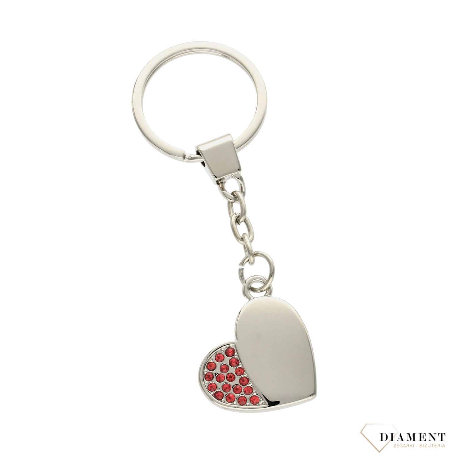 Brelok do kluczy serce czerwone cyrkonie BR294.jpg