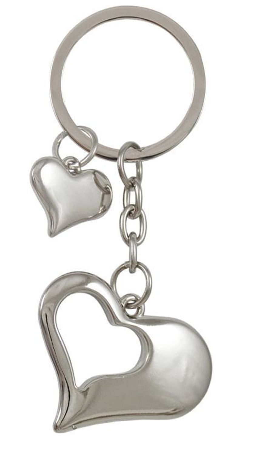 Stylowy brelok BR328 z dwoma serduszkami, większe zdobione 5 cyrkoniami. Długość 9,8 cm, zapakowany w czarne flokowane pudełko. Idealny prezent.1.jpg