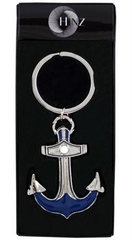 Stylowy brelok BR364 w kształcie kotwicy, wykonany z chromowanego metalu z niebieskimi wypełnieniami. Długość 9,5 cm. Pakowany w czarne flokowane pudełko. 2.jpg