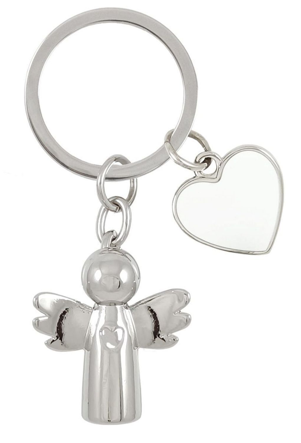 Brelok BR365 w kształcie aniołka z zawieszką serduszko, wykonany z metalu w kolorze chromu. Długość 7,5 cm, pakowany w czarne flokowane pudełko. Idealny 1.jpg