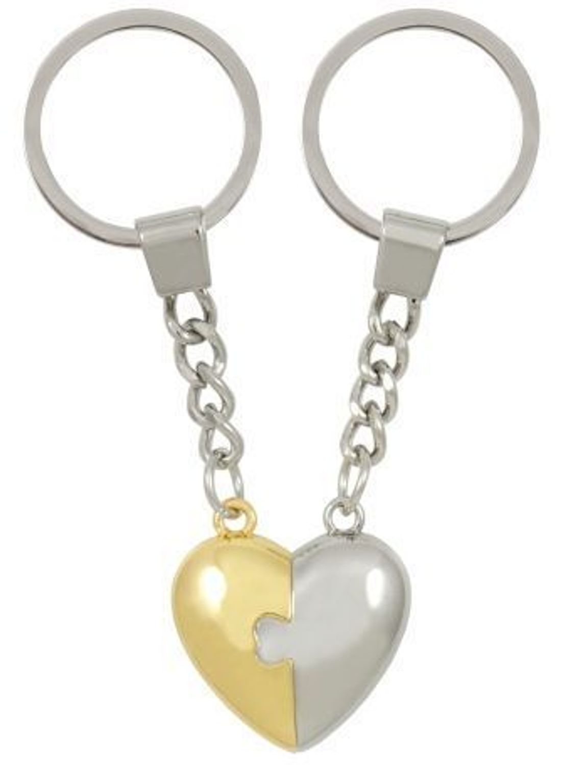 Zestaw breloków BR366 – dwa breloki łączone magnesem tworzące serce, wykonane z matowego metalu w złoto-srebrnym kolorze. Pakowane w eleganckie czarne pudełko. Idealny prezent dla par.1.jpg