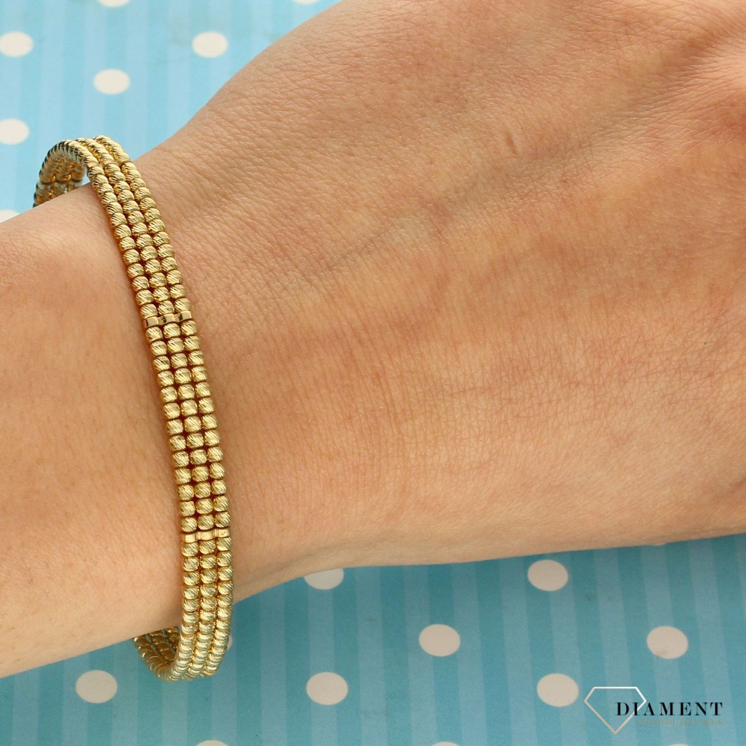 Złota bransoletka sztywna ' połączone kuleczki ' BR4812 (2).jpg