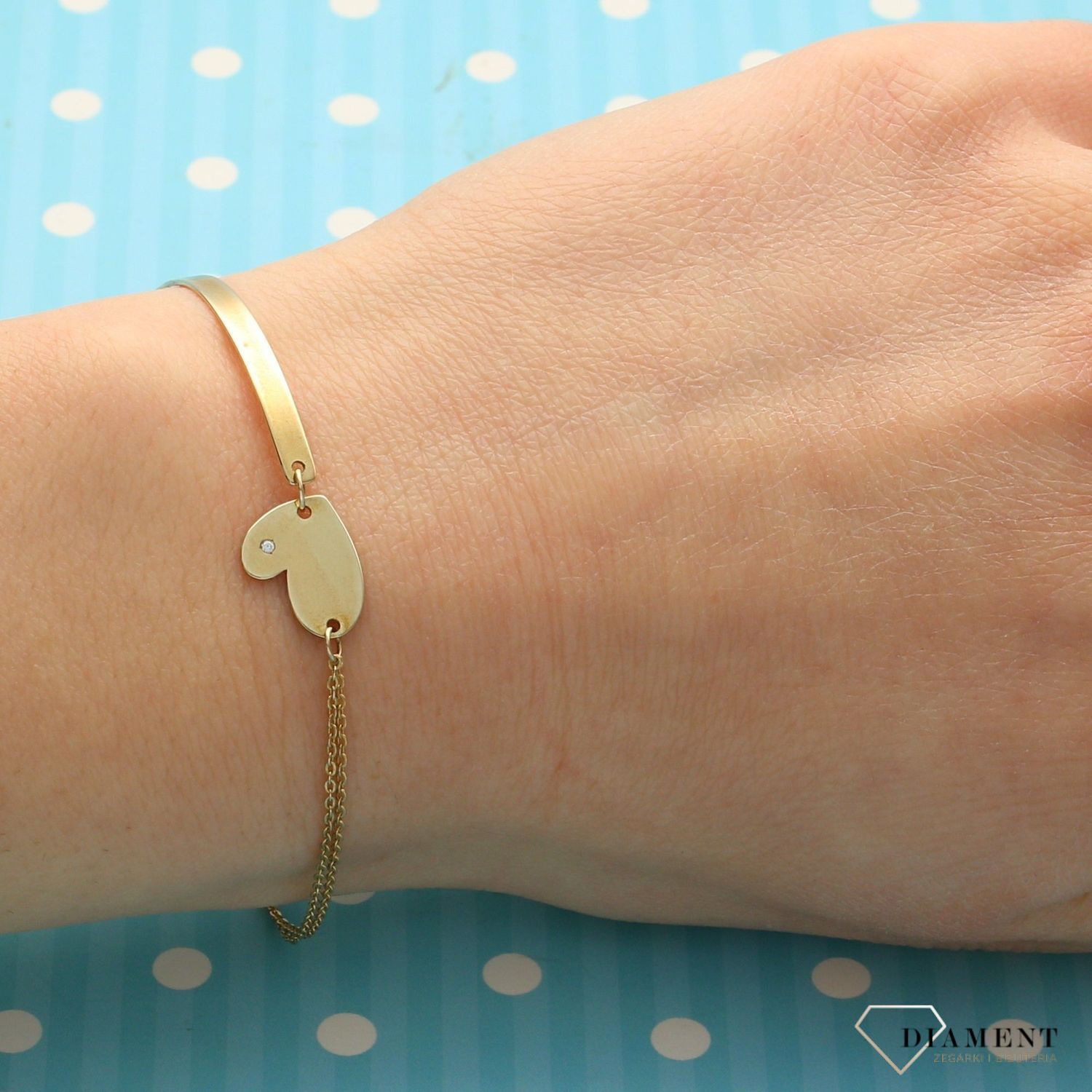 Złota Bransoletka. Żółte złoto. Blaszka Serce. Złote Bransoletki Damskie w Sklepie z Biżuterią zegarki-diament.pl to idealny pomysł na prezent dla kobiety (3).jpg